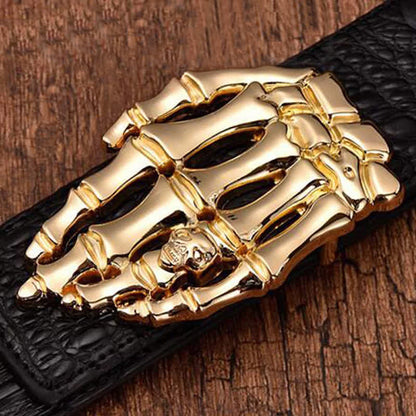 Men's Skull Hand Bone Crocodile Pattern Leather Belt